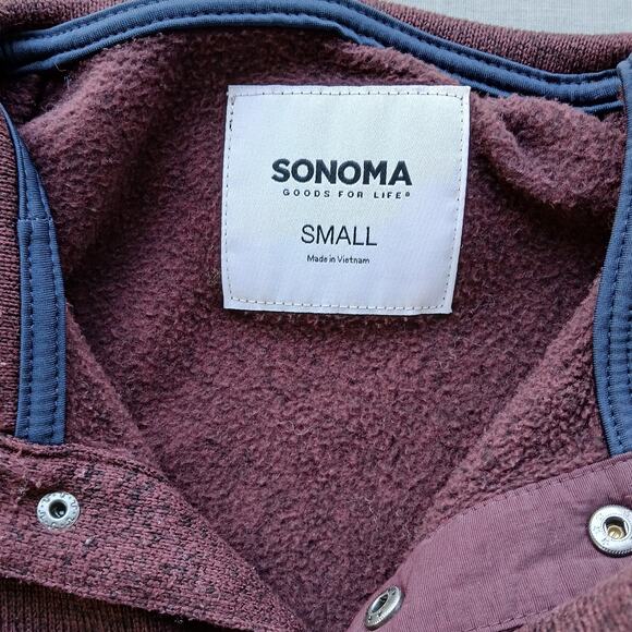 Sonoma The Supersoft Sweater Fleece S colorblock sweatshirt quarter snap pockets - Picture 7 of 16